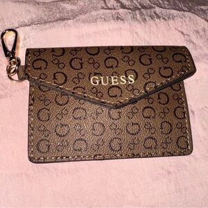 Guess Small Envelope Coin Pouch in Cream with Gold Hardware